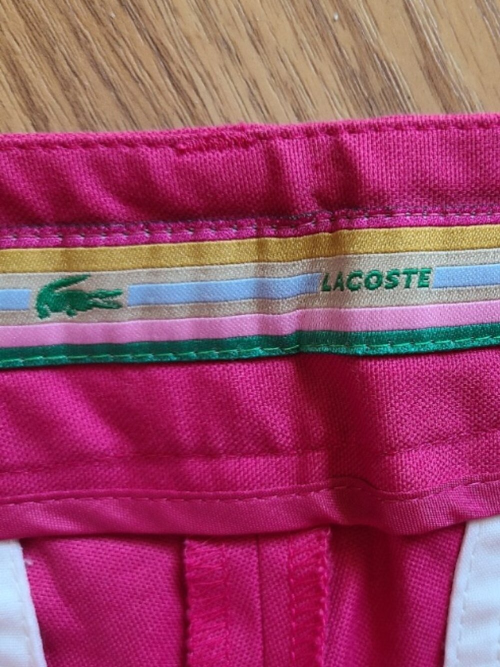NEW! LACOSTE CROPPED KICK FLARE PANTS HOT PINK STRETCH COTTON ALLIGATOR LOGO 36 - Picture 8 of 8